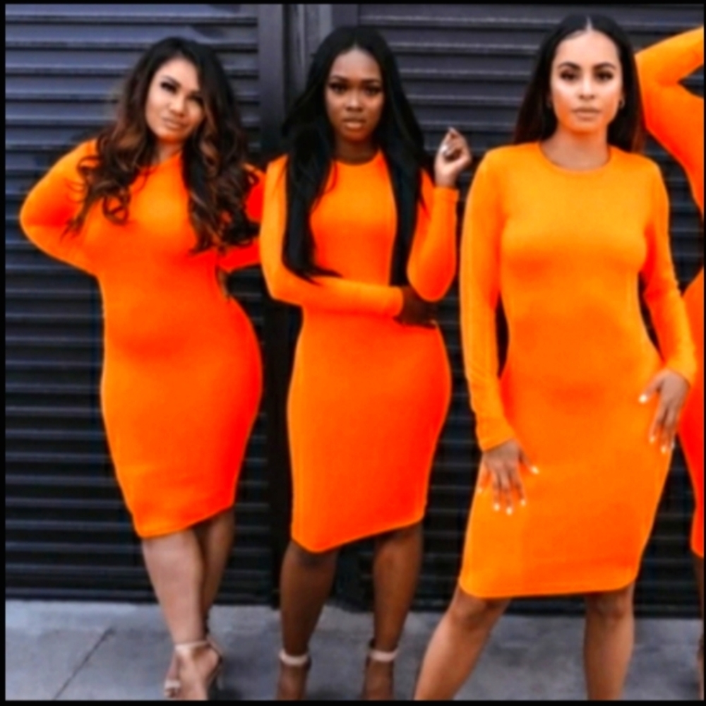 Curve- Body Me Con Dress | Various Sizes | Orange